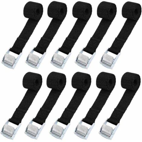 10pcs Sangle d'arrimage 39CM Kit de Fixation pour Moto/ Voiture/ Porte Vélo Sangle de Serrage Charge Maximale 500 kg - Noir,de DEBUNS