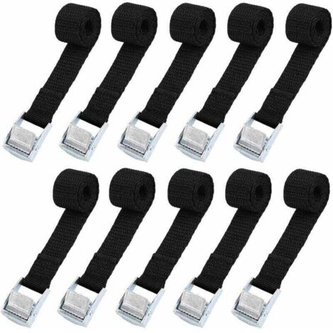 10pcs Sangle d'arrimage 39CM Kit de Fixation pour Moto/ Voiture/ Porte Vélo Sangle de Serrage Charge Maximale 500 kg - Noir,de DEBUNS