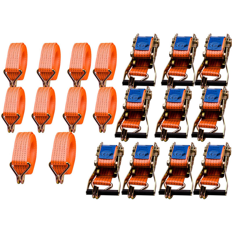 10pcs Sangle D'arrimage Avec Tendeur 5m 4t Pour Remorques Porte Voiture
