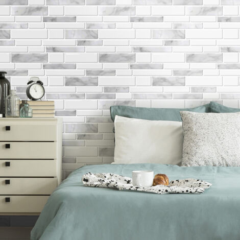 10Pcs Self-Adhesive Marble Pattern Wall Tile Stickers