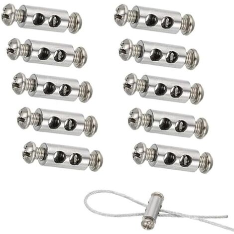 10pcs serre-câbles avec capuchon de borne à vis, serre-câbles pour câble et câble de 1 à 3 mm de diamètre, pinces à double extrémité pour câble et fil en acier