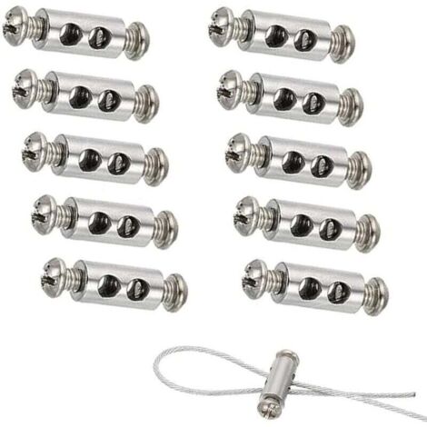 10pcs serre-câbles avec capuchon de borne à vis, serre-câbles pour câble et câble de 1 à 3 mm de diamètre, pinces à double extrémité pour câble et fil en acier