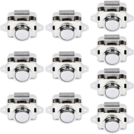 10Pcs Serrure de Sécurité Bouton Poussoir Armoire Porte pour Camping-car Caravane Argent