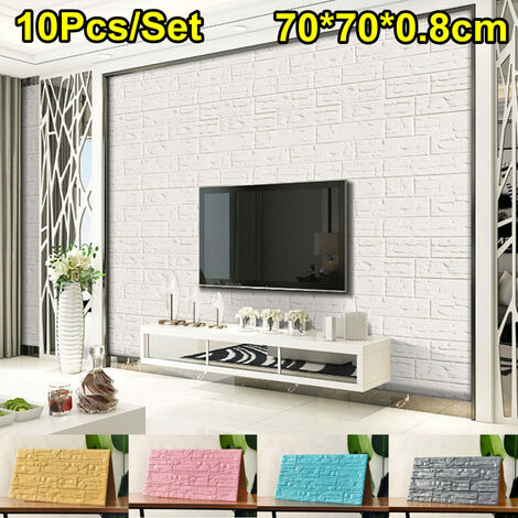 main image of "10pcs / set 3D Brick Wall Stickers Panels Self-adhesive Decals Bedroom Home Decor (White, 10pcs / set)"