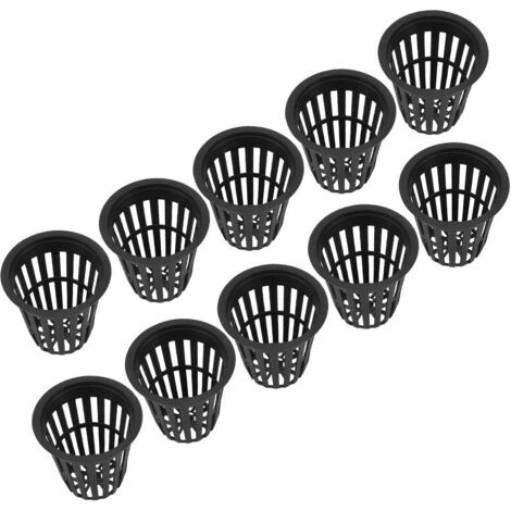 10pcs / Set Paniers Hydroponiques Plantes Tasses Pots en Plastique Réutilisable Durable Jardin Net Pépinière Seau Panier pour Jardin Hydroponique Plantation Balcon(Noir)