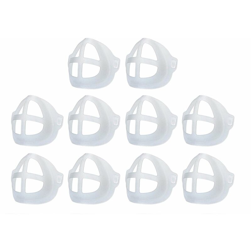 

10pcs Soporte de mascara 3D Soporte de mascara 3D Soporte interno Proteccion de la boca y la nariz Lapiz labial Aumentar el espacio de respiracion