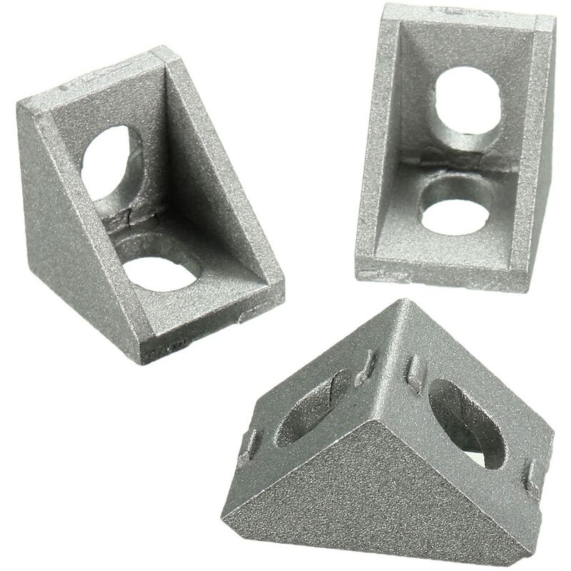 Image of 10Pcs Staffa angolare in alluminio ad angolo retto grigio 20mm Finiture per mobili Chiodi Viti e dispositivi di fissaggio