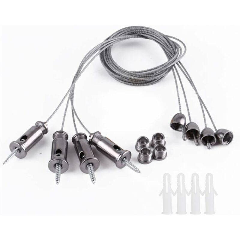 Image of 10Pcs Stainless Steel Cable Hook, Stainless Steel Rope Hanging Kit Wire Suspension Stainless Steel Buckle Nylon Coated Stainless Steel Cable 1.5Mmx1M