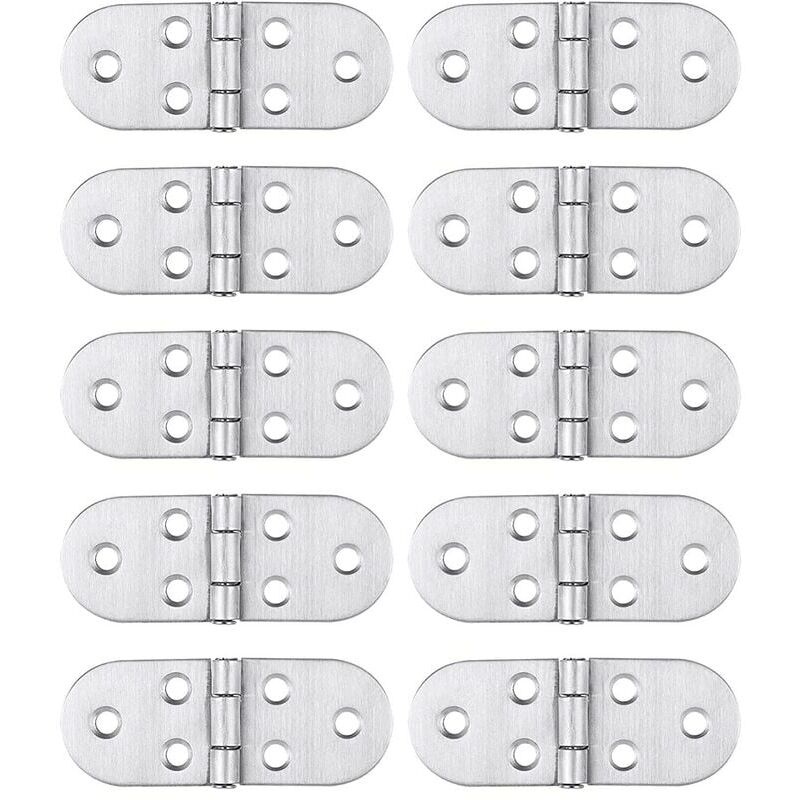 Cyslmuk - 10pcs Stainless Steel Hinges, Simple and Sturdy to Assemble, Suitable for Folding Tables, Cabinet Doors and Home Windows