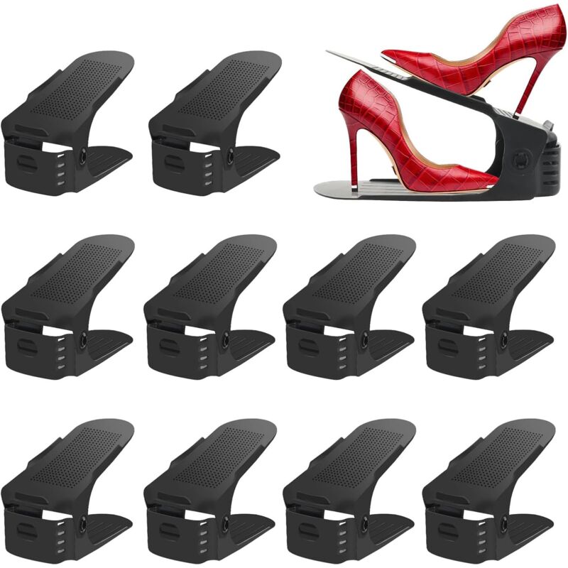 10PCS Support à Chaussures Réglables Organiseur de Chaussures Empiler Les Chaussures Support/Empiler à Chaussures Réglables, Range Chaussures Gain de