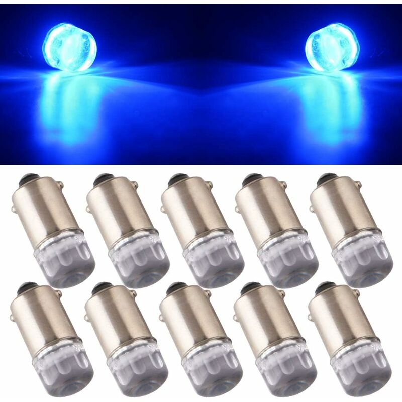 Abcrital - 10Pcs T11 T4W BA9S H6W 1895 3030 1W 1SMD 1-LED RV Car Tail Side Marker Indicateur Intérieur Angle Inverse lumière LED Ampoule 12V DC Bleu