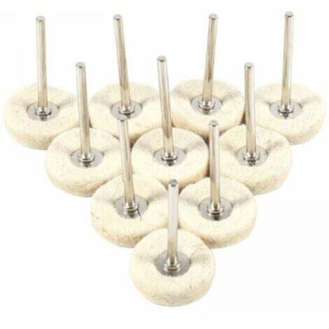 10pcs Tampon de polissage de foret, disque de ponçage de roue de polissage de meuleuse de feutre de laine de 25 mm pour la machine à bois en acier inoxydable en métal automobile