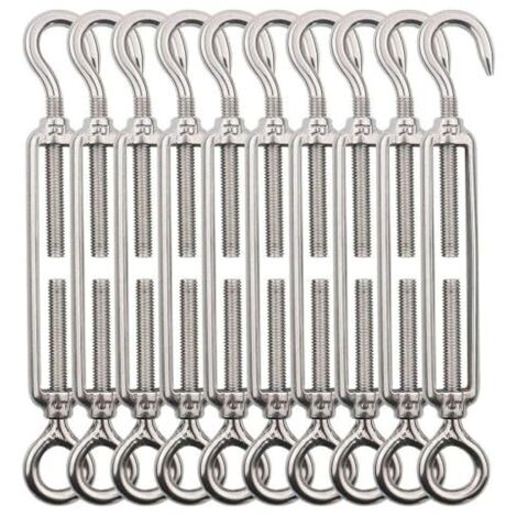 10pcs Tendeur Cable INOX Fil de M5 Crochet et Oeil, Tendeurs Filin Acier INOX, en Inoxydable 304, pour Suspendre Exterieur,Garde Corps,Plantes Grimpante - 10PCS O-C