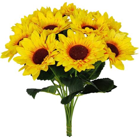 10pcs Tournesol Fleur Artificielle Latex Vrai Bouquet de Mariée Décoration De Maison