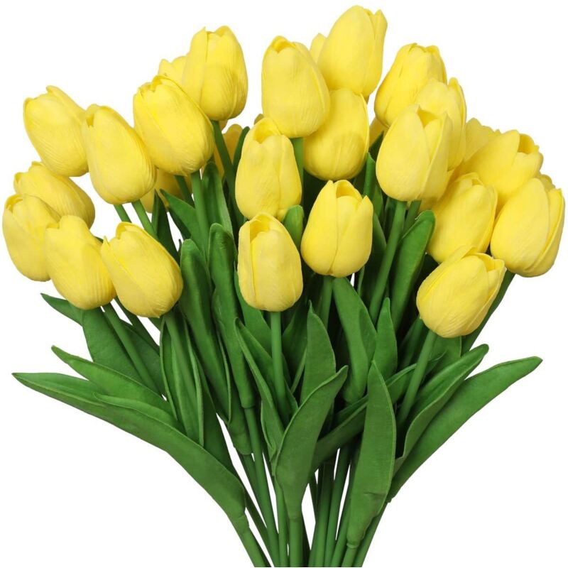 10pcs Tulipes artificielles en Latex Bouquet Fleurs Artificielles Toucher réel Bouquets à Faire soi-même, fête de Table de Mariage, Décoration