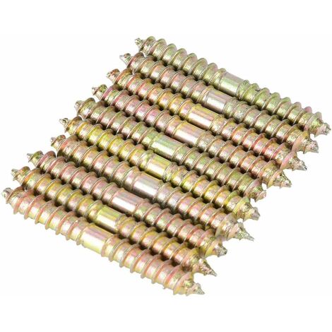 10pcs Vis à Tête Cylindrique à Double Terminé Goujon Vis de Filetage Autotaraudeuse Boulons Filetés À Bois Mobilier Connecteur Goujons Tiges 6 50mm