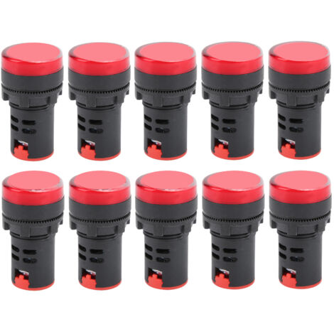 10PCS Voyant Signalétique LED Rouge Haute Luminosité AD16‑22DS, Indicateur Lumineux pour Signalisation AC/DC 12V