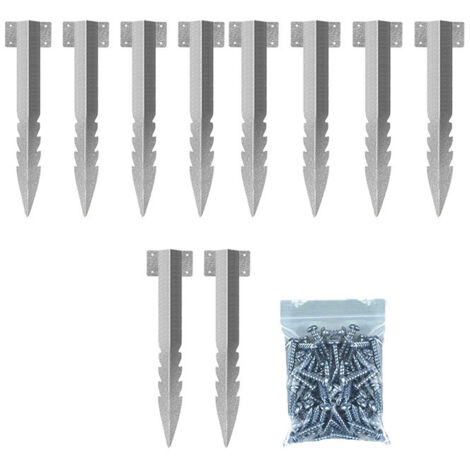 10pcs Wooden Fence Post Repair Kits Fence Fixed Bracket Patio Fence Fixed Bracket Nail Stake Wood Anchor
