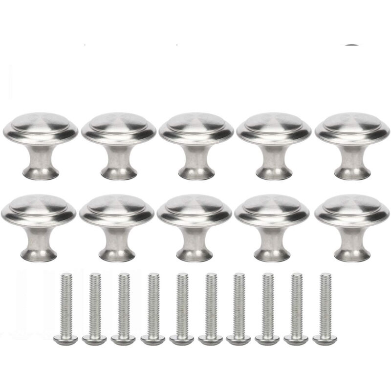 Jn.songs - 10Pièces Boutons de Meuble Ronds Brossé Bouton Porte Cuisine Poignées de Placard Poignée Tiroir avec Vis pour Armoire Buffet Commode - 23mm