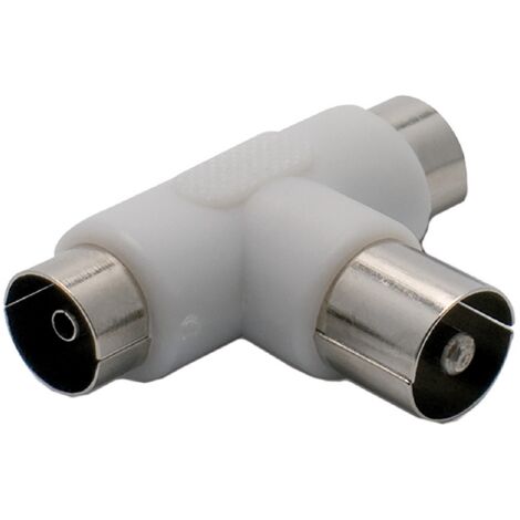 10PZ ADATTATORE PARTITORE TV A 'T' 2 spine / 1 presa - busta append.