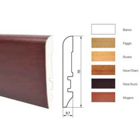 10PZ BATTISCOPA LISCIO IN LEGNO DI ABETE GIUNTATO - mm.10x70x2250, noce scuro