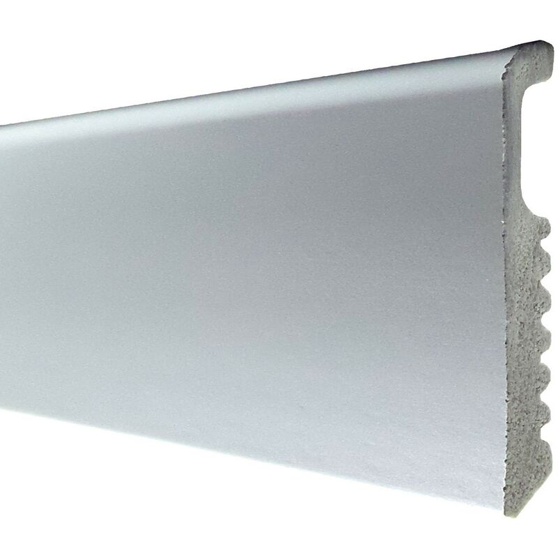 Image of 10PZ battiscopa 75X8 polistirene liscio 200 cm alluminio