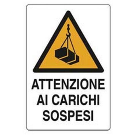 10PZ CARTELLO "ATTENZIONE CARICHI SOSPESI" - cm.50x70h.