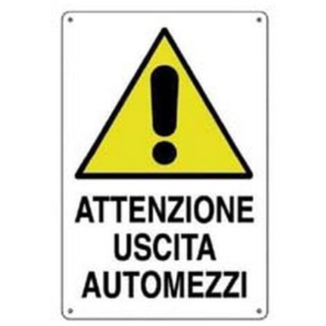 10PZ CARTELLO "ATTENZIONE USCITA AUTOMEZZI" - cm.50x70h.
