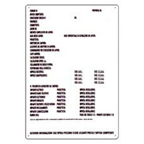 10PZ CARTELLO "DIREZIONE LAVORI" MONOCOLORE - cm.50x70h.