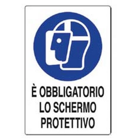 10PZ CARTELLO "E' OBBLIGATORIO LO SCHERMO PROTETTIVO" - cm.20x30h. in plastica