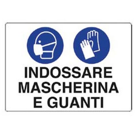 10PZ cartello "indossare ina e guanti" - cm.30x20h. in plastica