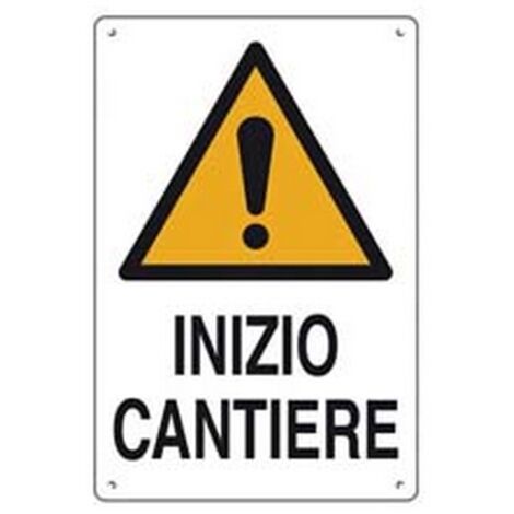10PZ CARTELLO "INIZIO CANTIERE" - cm.40x60h. in plastica