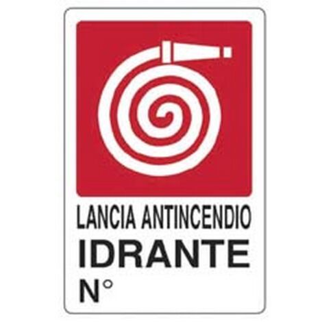 10PZ CARTELLO "LANCIA ANTINCENDIO IDRANTE N°" - cm.20x30h.