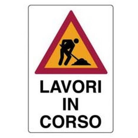 10PZ CARTELLO "LAVORI IN CORSO" - cm.50x70h. in plastica