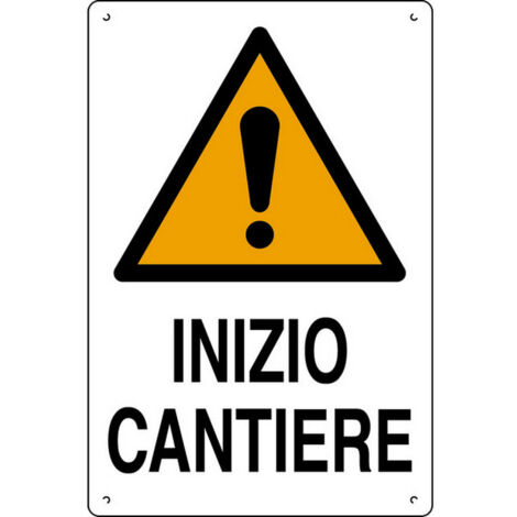 10PZ CARTELLO SEGNALETICO INIZIO CANTIERE  cm. 40x60