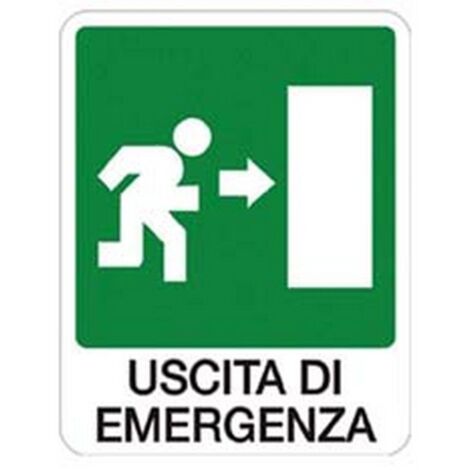 10PZ CARTELLO "USCITA DI EMERGENZA A DESTRA" - cm.20x30h.