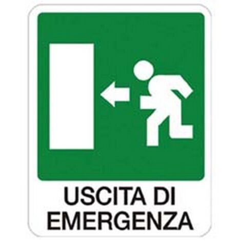 10PZ CARTELLO " USCITA DI EMERGENZA A SINISTRA" - cm.20x30h.