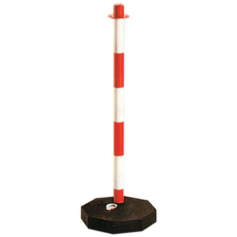 10PZ COLONNA SEGNALETICA BIANCOROSSA CATENA PLASTICA H 90 CM