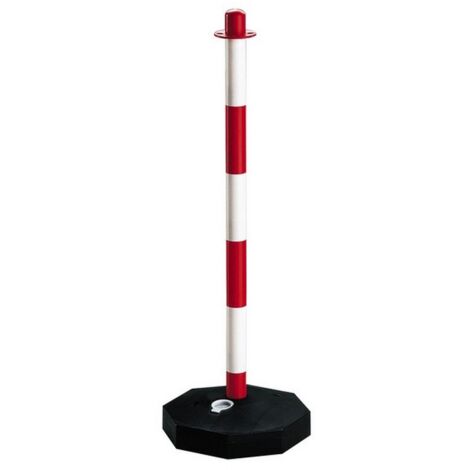 10PZ COLONNINA SEGNALETICA BIANCA/ROSSO CON BASE RIEMPIBILE  H. cm. 90