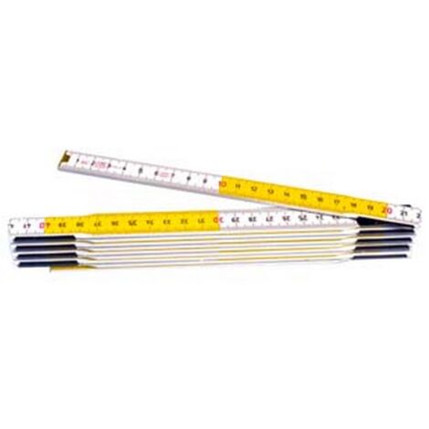 10PZ DOPPIOMETRO IN LEGNO BICOLORE - bianco/giallo (0-35-458)