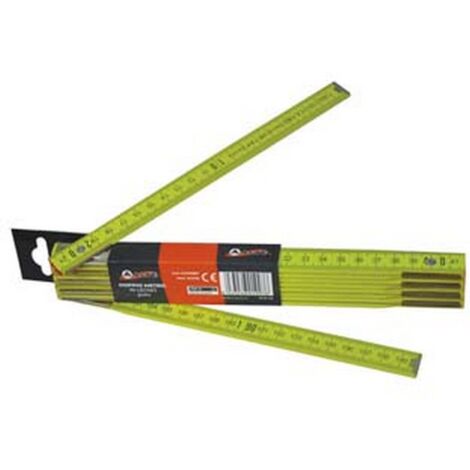 10PZ DOPPIOMETRO IN LEGNO GIALLO - testata rosso/nera con bollo