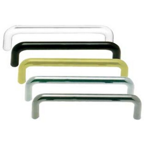 10PZ MANIGLIE PER MOBILI RETTANGOLARI FISSE IN ZAMA - interfori mm.96 colore nero lucido
