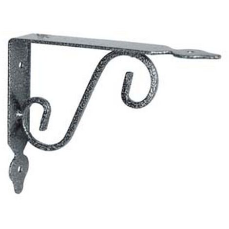 10PZ MENSOLE ORNAMENTALI BRACKETS EXTRA STRONG NERO/ARGENTO mm140x25x110h. 5"x4"
