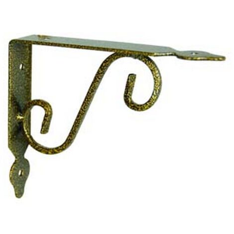10PZ MENSOLE ORNAMENTALI BRACKETS EXTRA STRONG NERO/ORO - mm.140x25x110h. (5"x4"