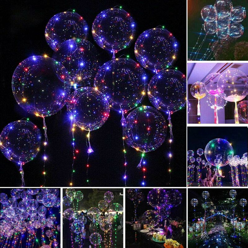 Image of Shopping In Rete - 10pz. palloncini led luminosi da 20 pollici trasparenti con filo 3M palloncini luminosi