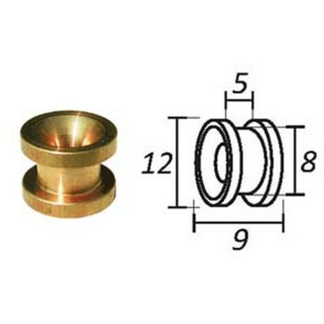 10PZ PASSAFILO IN OTTONE PER TESTINE CON SEDE - ø mm.9, ø esterno mm.12