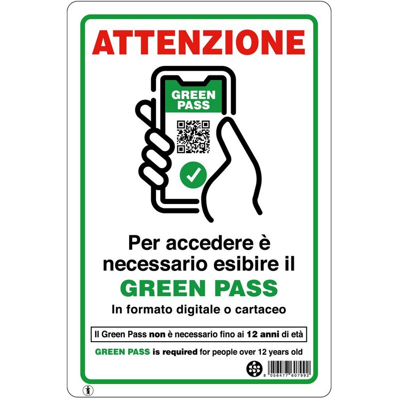 Image of Nextradeitalia - 10PZ targa 20X30 cm esibire green pass