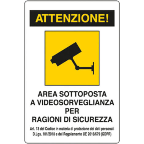 10PZ TARGA "AREA SOTTO VIDEOSORVEGLIANZA 180X120 MM ADESIVA