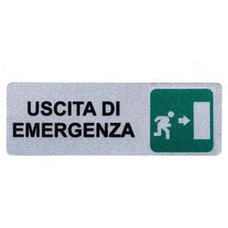 10PZ TARGHETTA ADESIVA "USCITA DI EMERGENZA" (FRECCIA A DESTRA) - cm.15x5h.