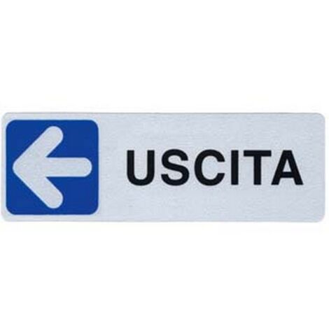 10PZ TARGHETTA ADESIVA "USCITA" (FRECCIA A SINISTRA) - cm.15X5h.